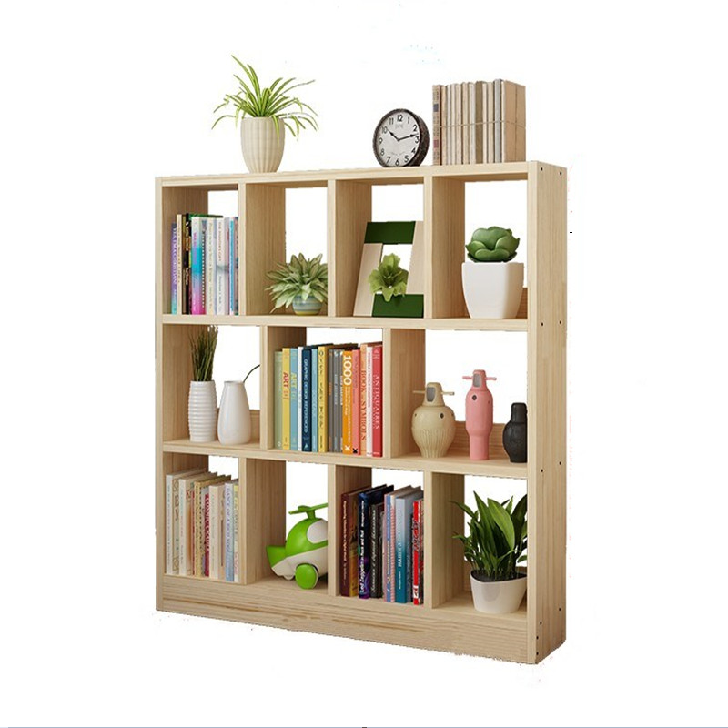 千泷全实木书柜学生书橱书架简易自由组合储物置物松木柜子置物架简约现代定制 100长两层原木松加厚 1.2-1.4米宽