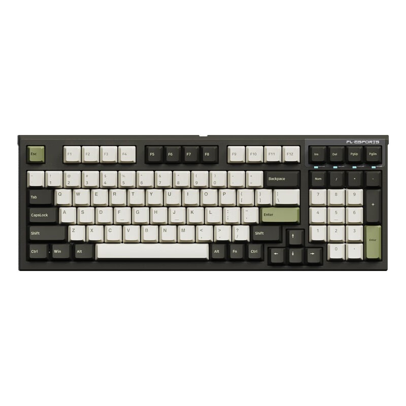 腹灵 FL980 98键 机械键盘 LOL电竞游戏热拔插机械键盘 三模无线版-全键可换轴-橄榄绿 ROSA 凯华稀有轴