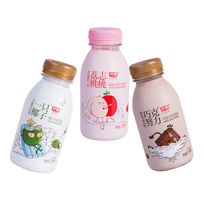 光明一只椰子牛奶乳品250ml/瓶荔志桃桃/巧克努力风味奶 光明一只椰子