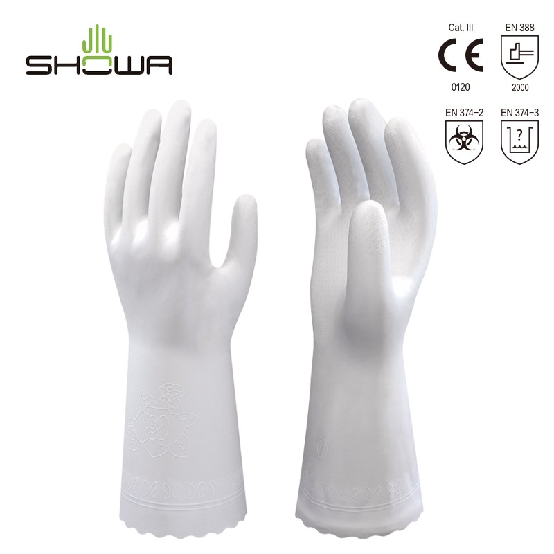 尚和手套(SHOWA) 轻薄PVC手套 无衬防水耐油贴手食堂清洁手套130 白色1双 M码 300479
