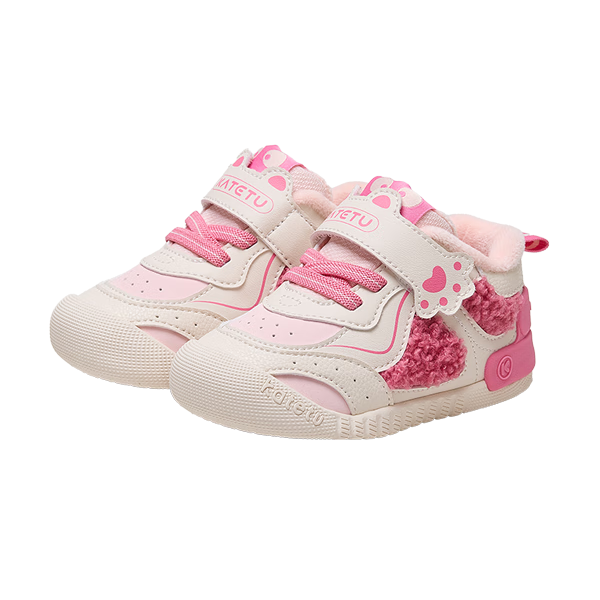 卡特兔宝宝学步鞋宝宝鞋秋冬童鞋婴儿鞋子软底机能鞋加绒加厚儿童棉鞋 白粉 24 内长14.5cm 脚长13.6-14.2
