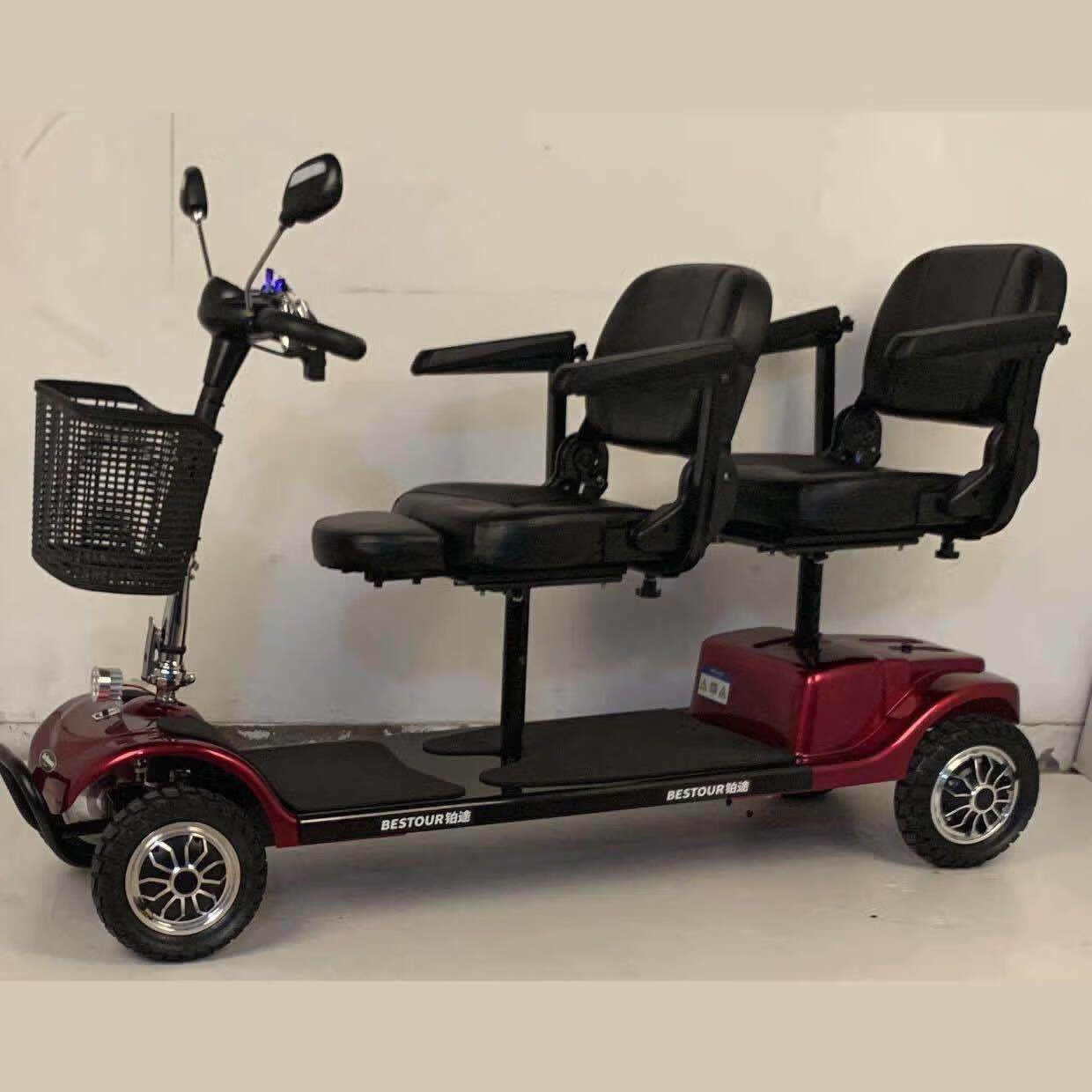 双人款\越野款老年代步轮椅四轮电动车残疾折叠电动轮椅车 双人城市版