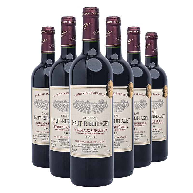 法国红酒原瓶装进口超级波尔多aoc梅洛干红葡萄酒单支2018年13度 整箱