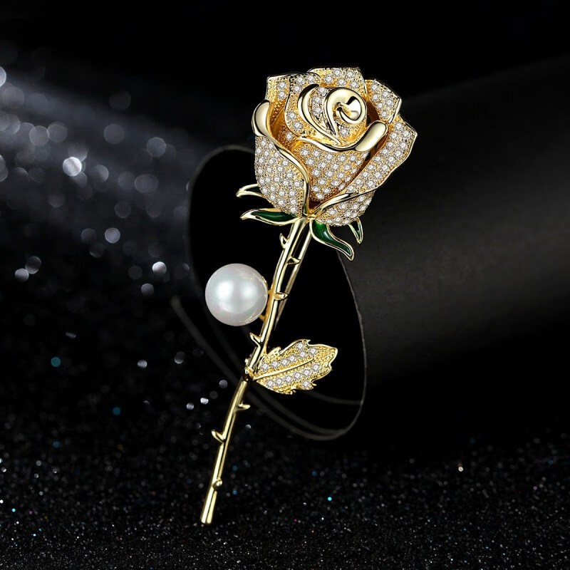 胸花毛衣配饰女外套别针开衫小香风简约大衣饰品 香槟金玫瑰之约*胸针