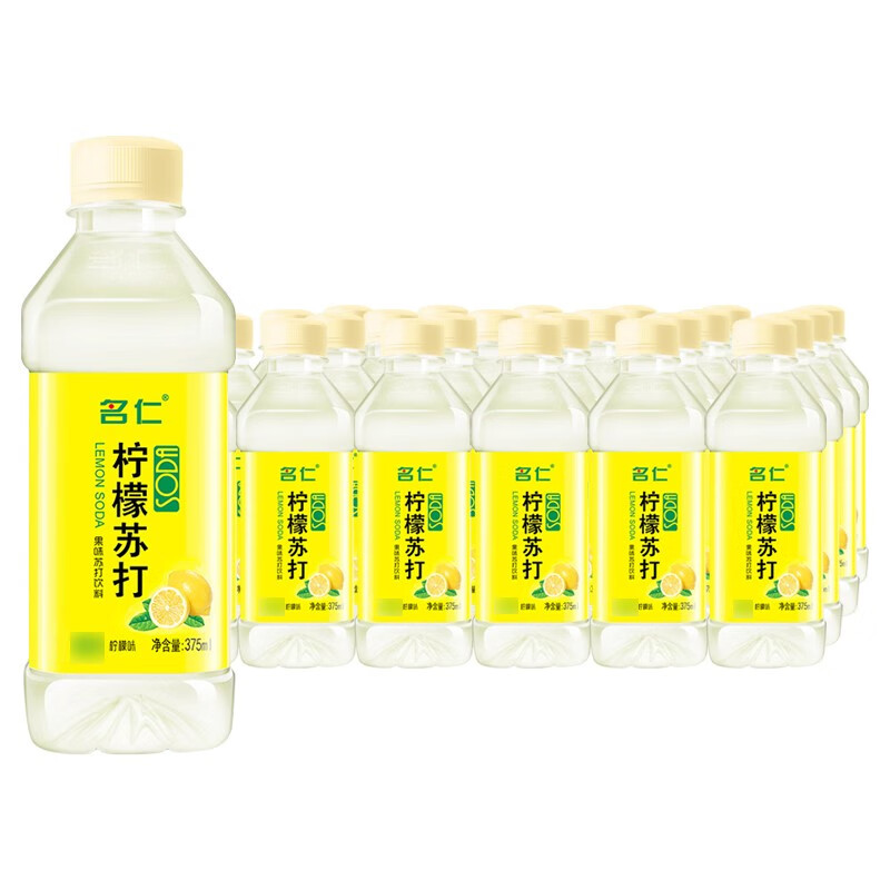 名仁苏打水柠檬味375ml*24瓶整箱无气弱碱性苏打水果味饮料 柠檬味375ml*12瓶
