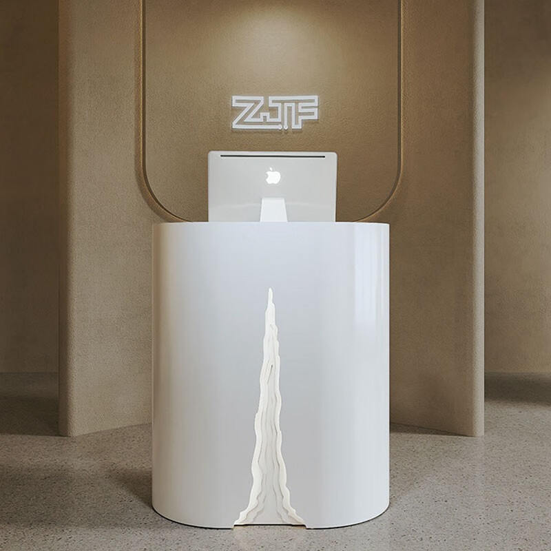 尚邦众匠坊餐厅门口迎宾台接待台白色烤漆发光演讲台导购台小型咨客台