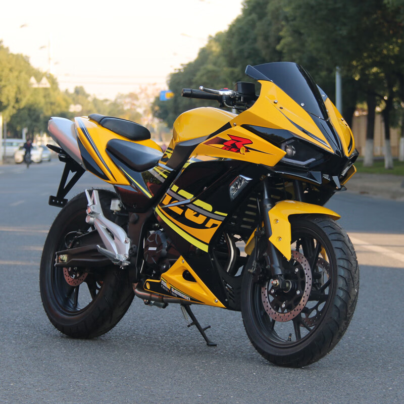 全新可上牌摩托车跑车400cc双缸水冷重型机车地平线趴赛公路赛 黄色