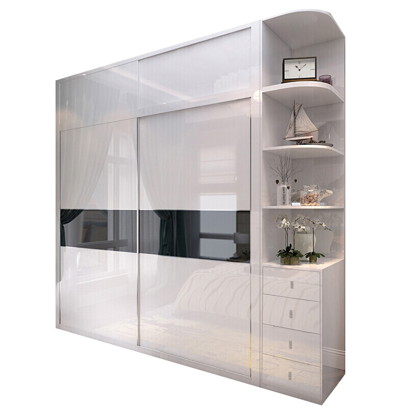 梵萨帝 衣柜推拉门衣柜 现代简约烤漆组合衣柜卧室家具两门储物衣橱大衣柜 1.2米衣柜