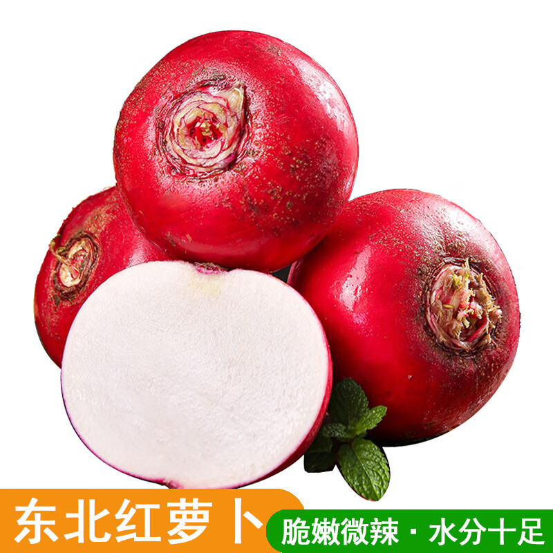 仙迹寻踪东北大红萝卜 新鲜大红袍圆萝卜 生吃萝卜雌性2.5kg新鲜蔬菜