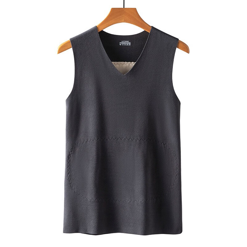 莫代尔男士双面德绒背心无痕贴片保暖上衣打底保暖内衣 德绒贴片背心2件混色装 3XL (140-150斤)