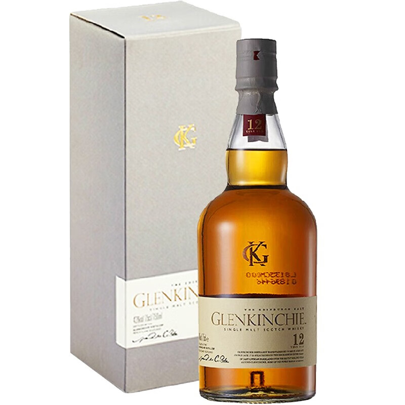 进口洋酒 格兰昆奇（GLENKINCHIE）洋酒 12年 低地产区 苏格兰 单一麦芽威士忌700ml 格兰昆奇