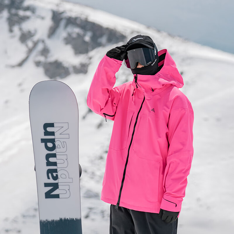 南恩3L滑雪服女滑雪衣单板双板防水滑雪外套2023新款美式男款雪服 玫粉色 S
