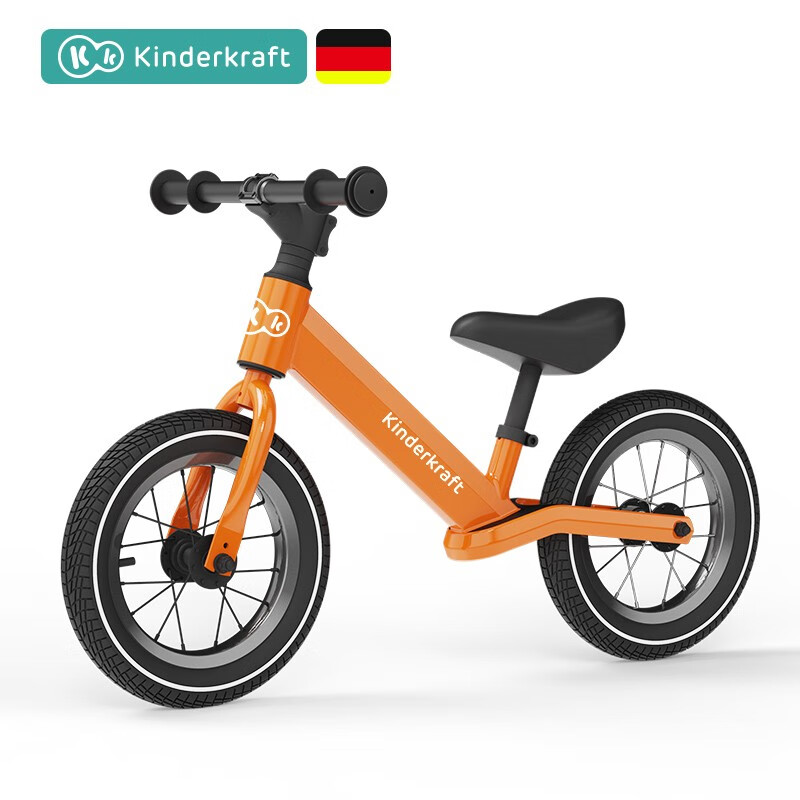 KinderKraft 德国KK平衡车儿童滑步车无脚踏单车自行车2岁小孩12寸 橙色充气升级款