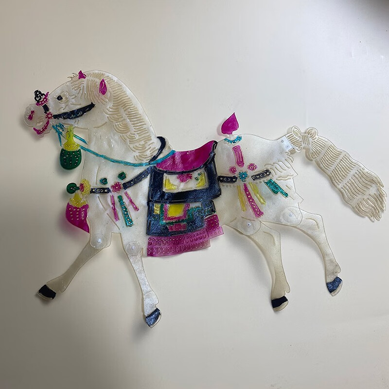 涂色材料包中国风特色工艺品幼儿园动感皮影表演居家亲子玩具 白龙马