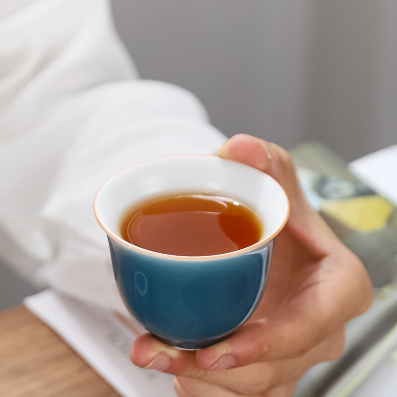 苏客 茶具套装陶瓷家用简约办公室茶壶茶杯盖碗茶碗泡茶功夫茶具礼盒装 盖碗套装(霁蓝)