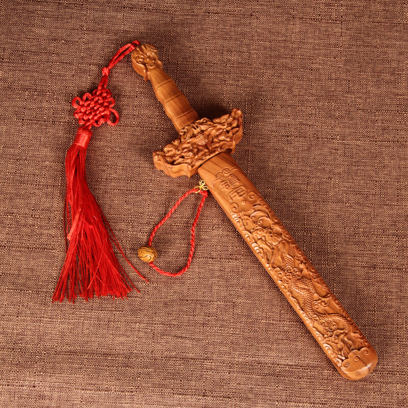 禅云阁桃木剑挂件 老桃木雕刻 婴儿儿童房桃木剑 卧室安睡桃木剑挂件