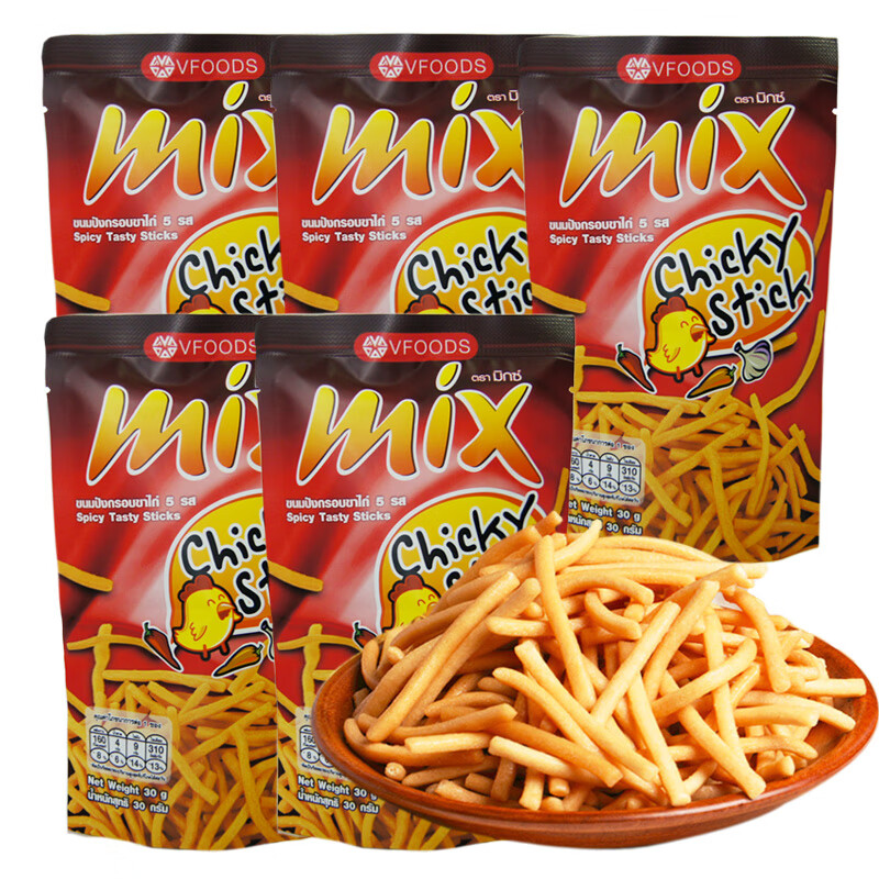 vfoods mix泰国进口 12袋香辣鸡味脆脆条30g/袋 膨化食品 休闲零食
