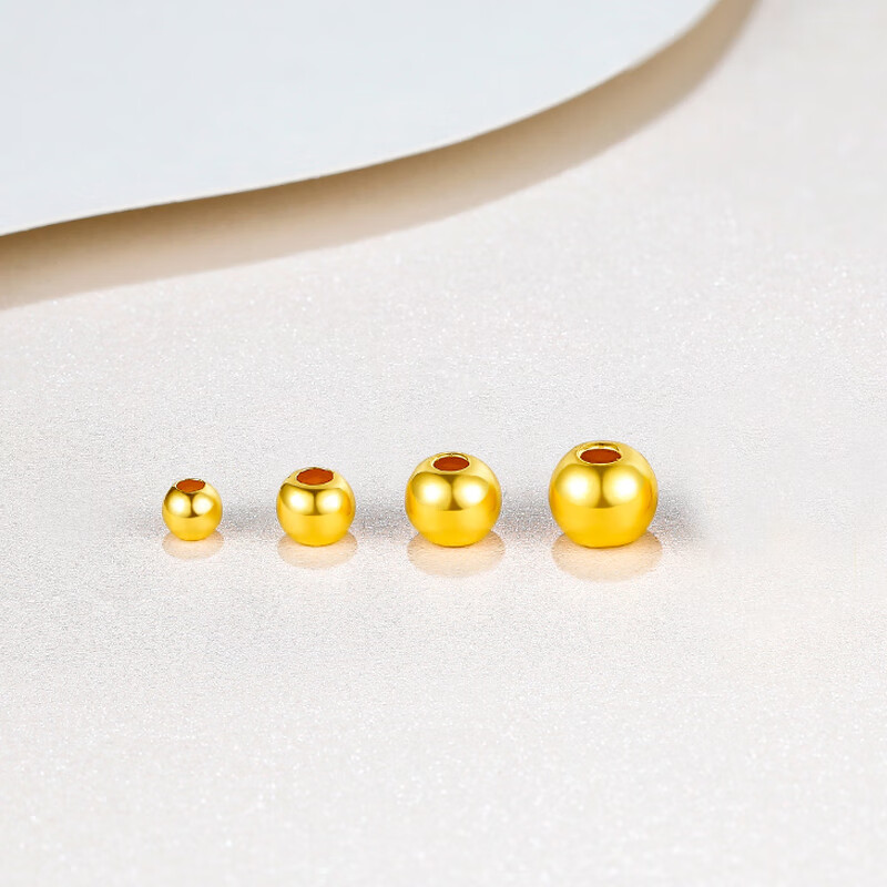 胤乃珠宝 999足金转运珠黄金豆豆散珠戒指女小金珠子手链小圆珠小 4mm