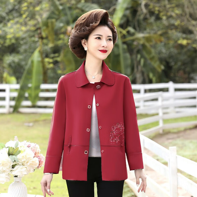 称美妈妈装春秋季外套50岁薄款中老年女装短款休闲气质洋气中年上衣女
