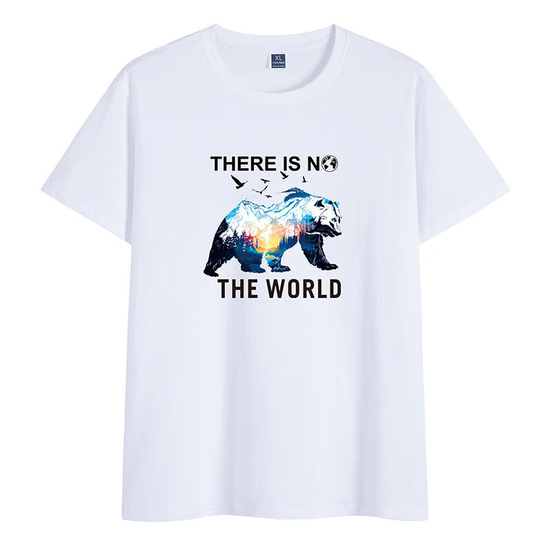 夏季北极熊印花男士纯棉宽松休闲圆领冰熊印花t桖型男上衣服百搭t恤男