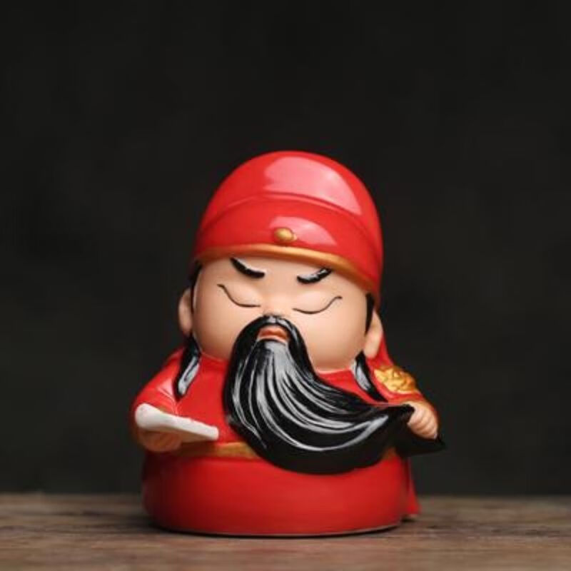 希盼q版关公武圣关羽小摆件家居关公摆设茶宠茶玩车载 q版文关公(红色