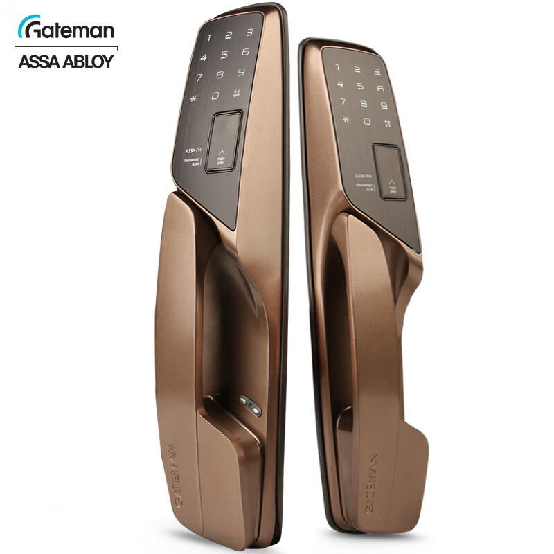 盖德曼（GateMan）原装进口 推拉式全自动指纹锁  家用智能锁 防盗门电子锁 密码门锁 A330 红古铜（免费安装）