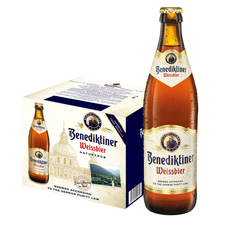 百帝王小麦白啤500ml*12瓶整箱 德国进口  修道院啤酒 Benediktiner 104元