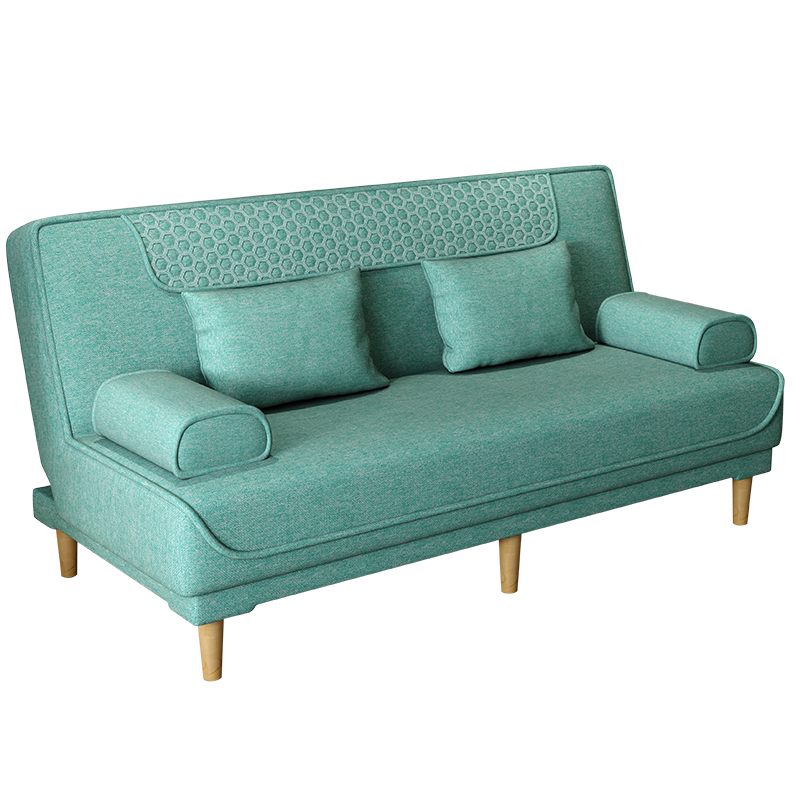 品上凯迪斯 多功能可折叠沙发床两用懒人简易可拆洗出租房多功能沙发床客厅沙发小户型现代简约北欧科技布艺 翡翠绿麻布 (云绣海绵款)不拆洗1.5米长(2扶手2腰枕)