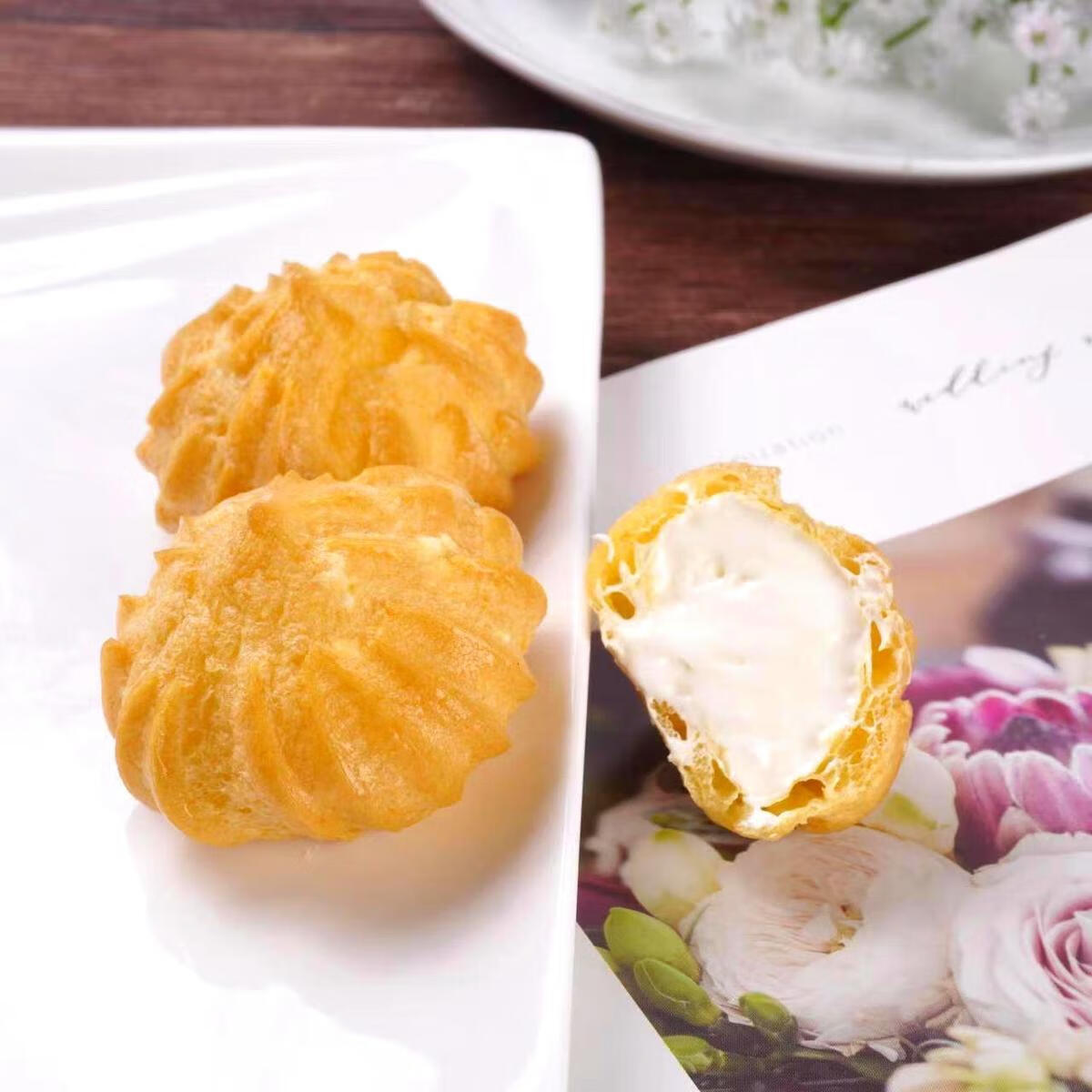奶油爆浆早餐西式面包休闲零食小吃即食点心整箱批发 奶油原味泡芙