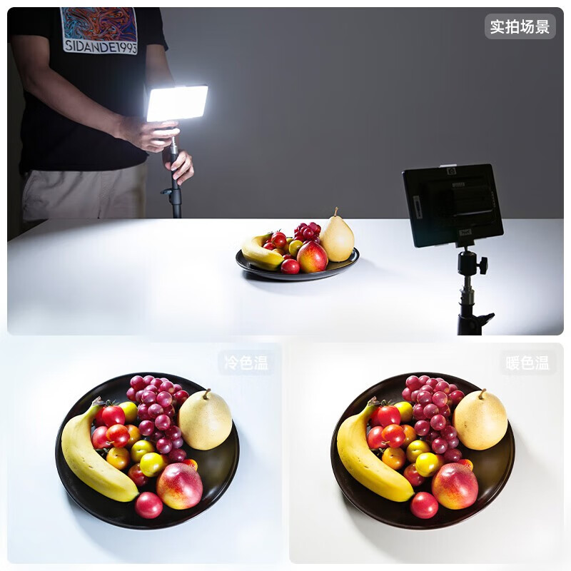 sidande双色温摄影灯LED520补光灯影棚拍照迷你打光灯小型摄影拍摄灯光手持便携外置电池 LED520官方标配（灯+电池+充电器） 6600mAh容量套装