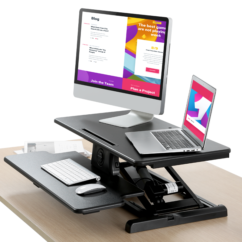 Brateck北弧 电动升降桌 电脑桌 站立办公升降台 办公工作桌台式书桌 站立电脑升降支架 显示器笔记本架 D760