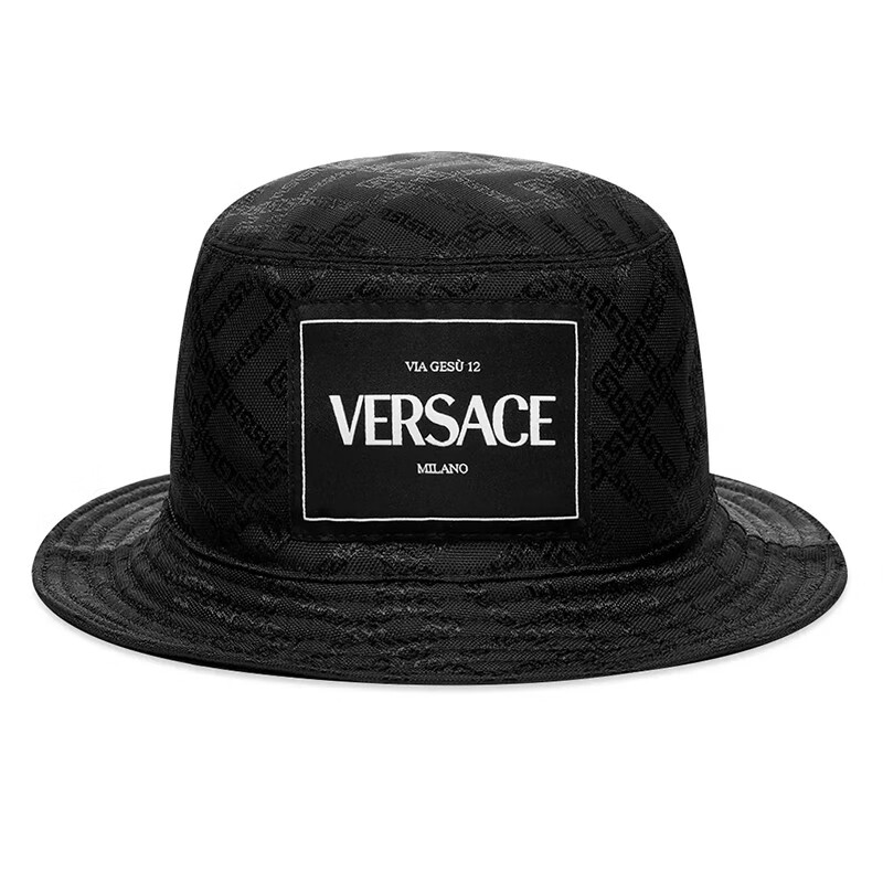 范思哲(versace) 范思哲帽子 男女通用黑色微标花纹饰棉纶贴花渔夫帽