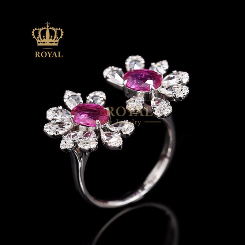 5ct钻石18k金镶嵌送人女朋友老婆节生日订结婚礼物 1.5克拉粉红宝戒指