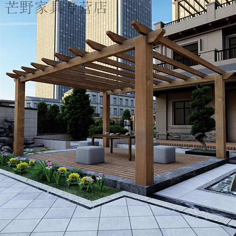 杭州防腐木葡萄架户外芬兰木庭院廊架花园长 园长廊架子