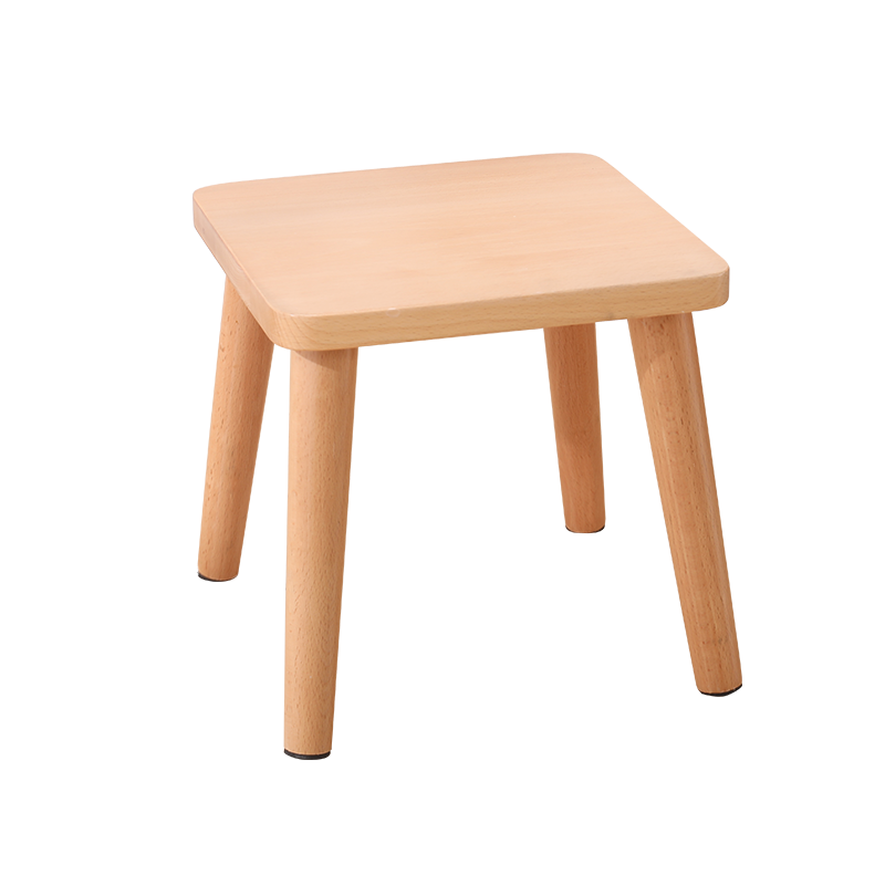 简直榉木凳子实木方凳家用客厅卧室书房小板凳梳妆餐凳 方形矮凳-原木色