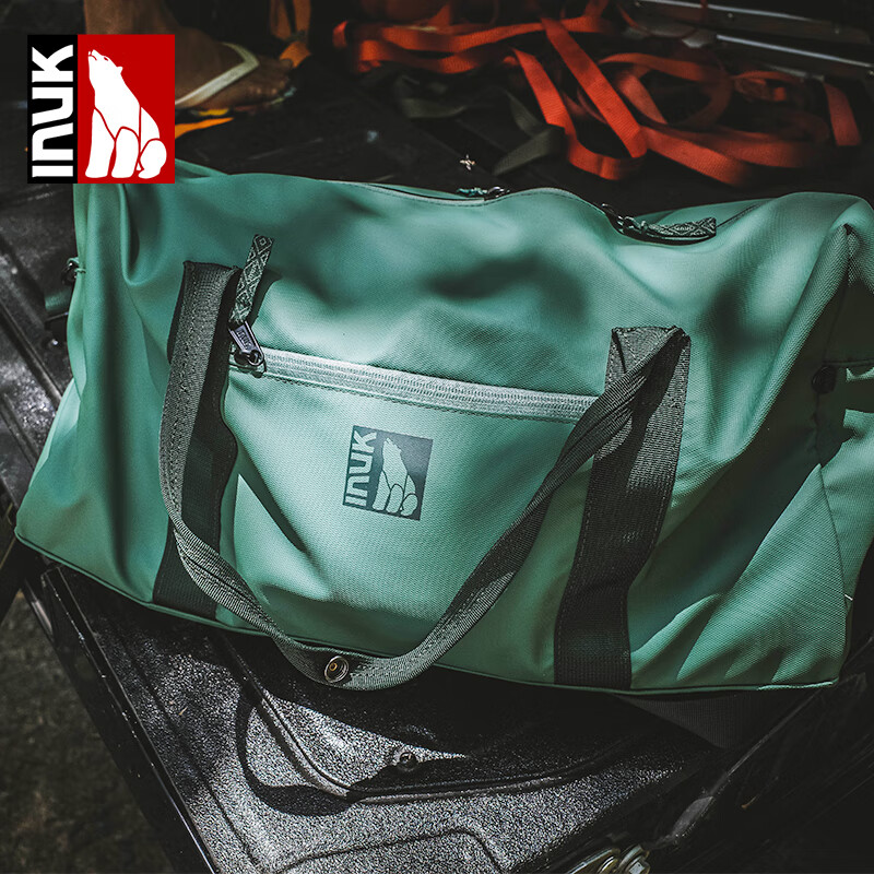 InukINUK男女可折叠旅行袋 大容量防水多功能手提旅行单肩包 石英绿 30L