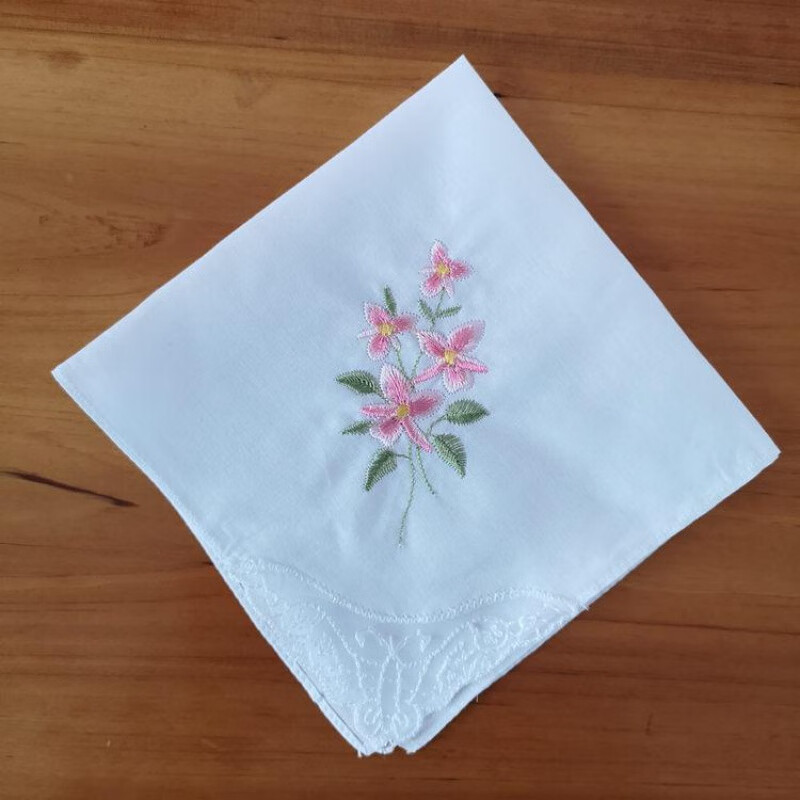 手帕女白底彩绣花纯白色成品涂鸦小方巾刺绣蕾丝角手帕手绢拓画