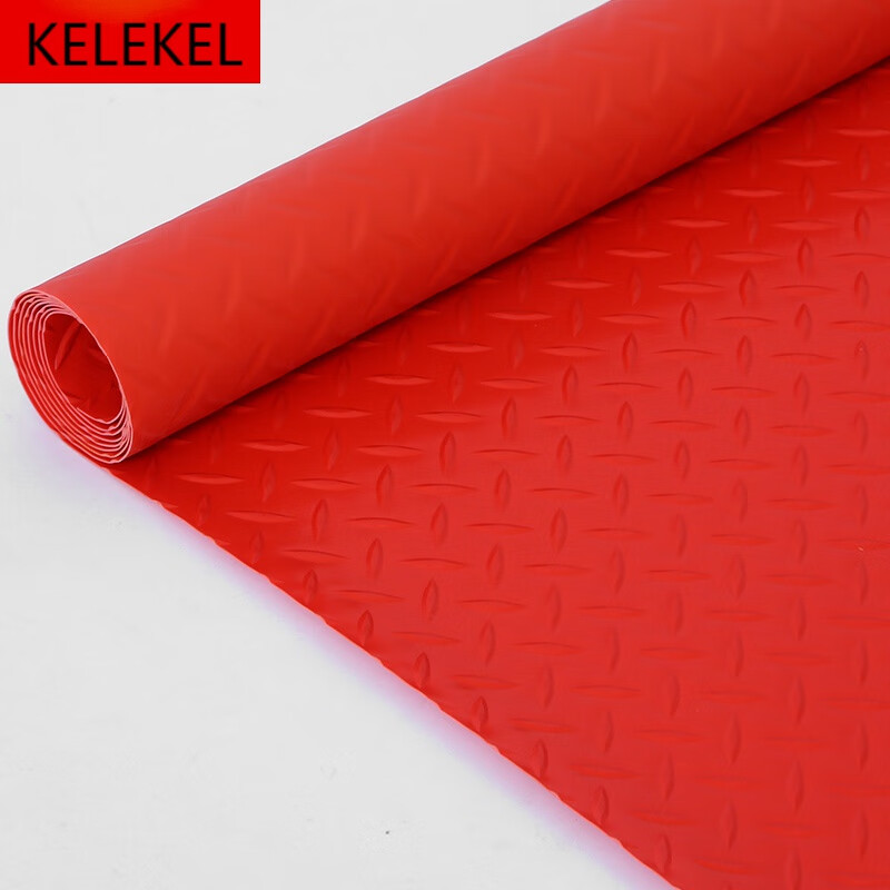 KELEKEL地垫pvc防滑垫加厚防水塑胶塑料地毯橡胶走廊楼梯满铺地胶地板垫 红色普通薄款人字纹 1.2mm厚 0.9米宽*2米长