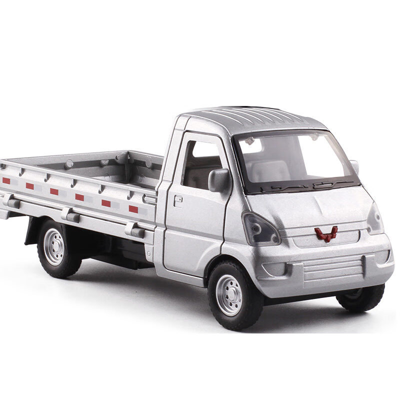 轻型货车卡车小汽车模型玩具送货车秋名山金属面包车 银色五菱卡车 无