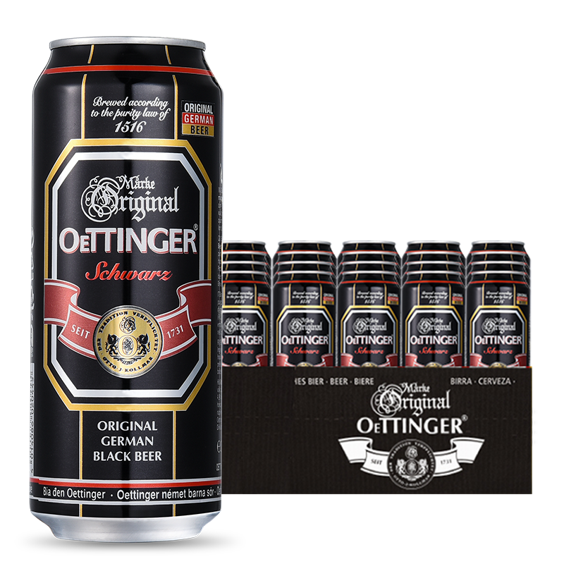 OETTINGER 奥丁格 黑啤啤酒500ml*24听整箱装 德国原装进口