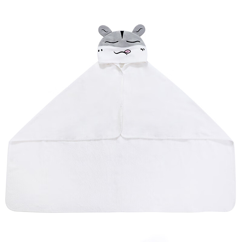 哈乐甜心儿童浴巾斗篷带帽全纯棉吸水速干不掉毛浴袍婴儿洗澡裹巾宝宝包巾抱被男女孩家用大毛巾游泳可穿浴披 仓鼠 90*120cm-建议130身高以下