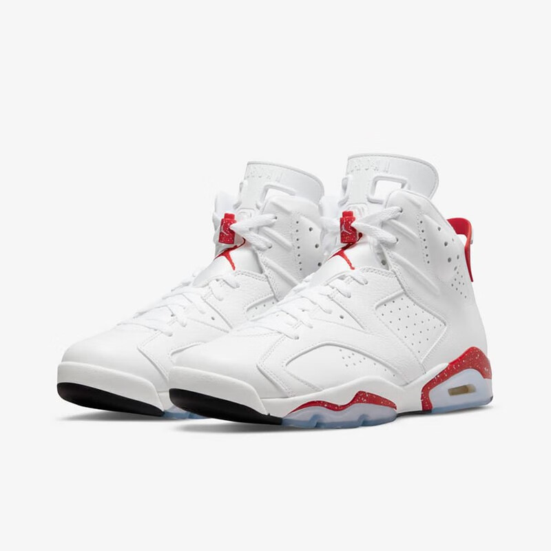 耐克 nike air jordan 6 aj乔6高帮白红 男子复古篮球鞋 ct8529