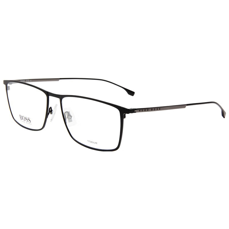 雨果博斯 HUGO BOSS 男女款黑色镜框黑枪色镜腿光学眼镜架眼镜框 0976 003 60MM黑色镜框镜架