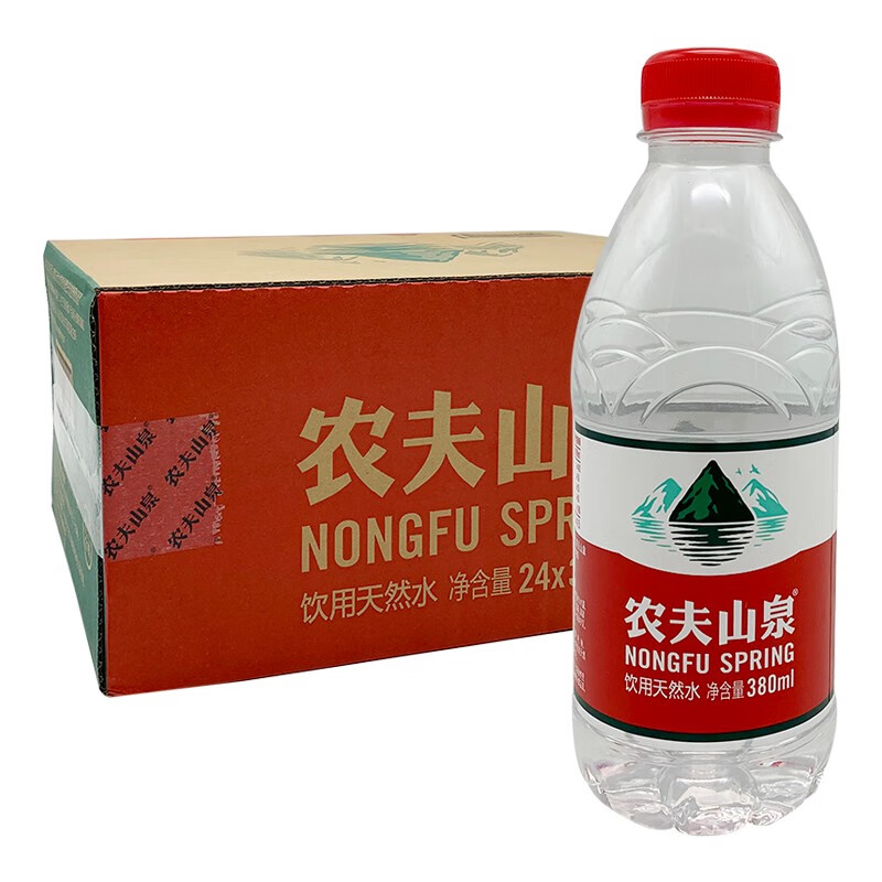 农夫山泉 天然水弱碱性饮用水大桶矿泉水 380ml*24瓶/整箱