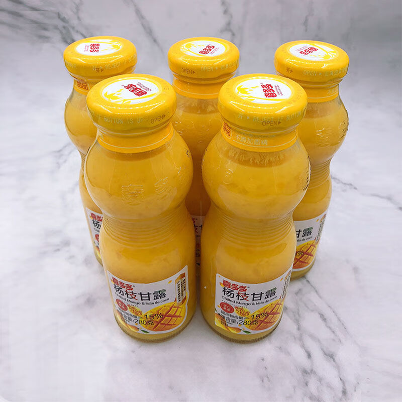 望蓝川喜多多生榨型杨枝甘露果肉含量25饮料1瓶280g/瓶进口浆 5瓶