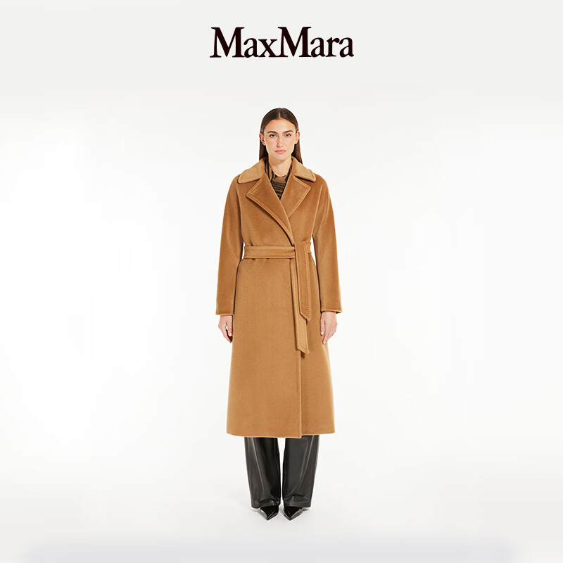 MAX MARA【甄选惠享】 女装绵羊毛系带大衣外套6016044206 驼色 36