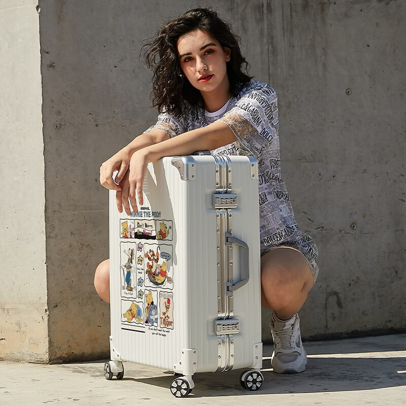 大容量便携登机密码箱加厚结实耐用学生旅行拉杆 1474(拉链款)白拼黑