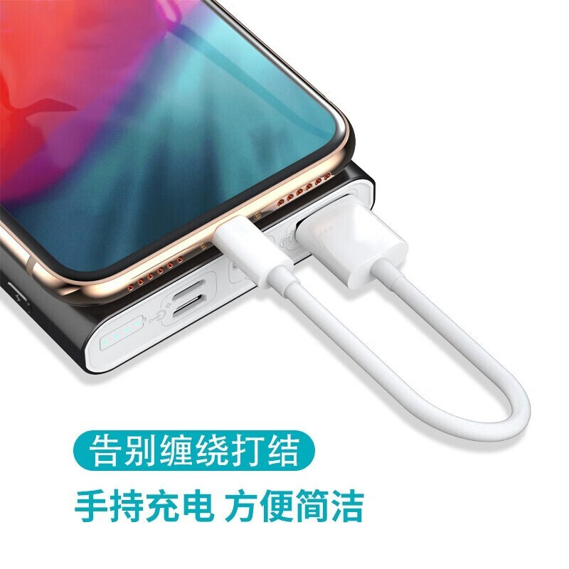 mijv数据线适用苹果手机短款充电宝线iphone6sp78X便携Xmax苹果12充电线2.4A快充 0.3米【2条装】