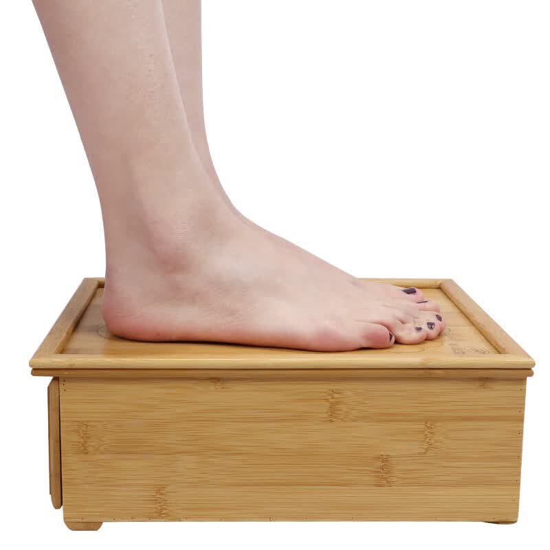 足疗足部足底艾灸盒竹制足灸康温灸木艾炙器足三里艾灸脚艾灸工具 脚