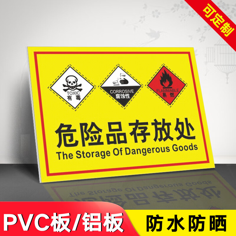 危险品存放处提示牌 警示牌 标识牌 牌子 贴纸 化学工厂危险标识提示